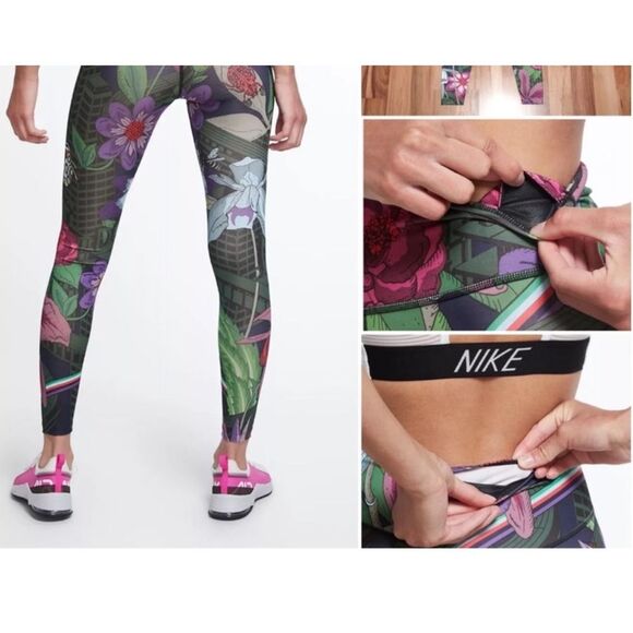 Nike Dry-Fit One Leggings Sz XL Colorful  Floral Print Athletic Workout Casual - Picture 3 of 16